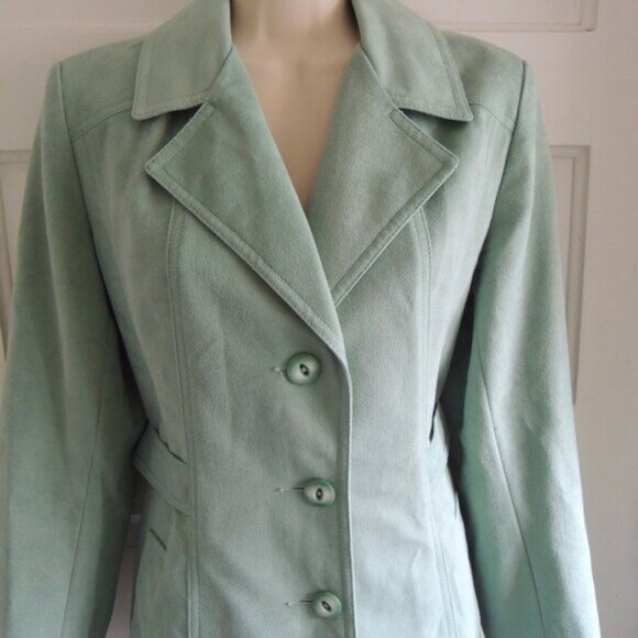 Vintage 70s Lanson ILGWU Light Green Trench Coat S - Picture 2 of 12